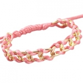 Trendy armband goud metaal Peach bud rose