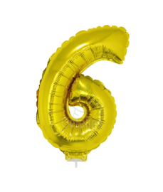 Folie ballon goud cijfer 6 (41 cm)