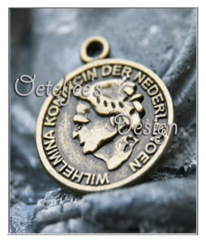 Bedel - Wilhelmina dubbeltje oudbronskleur