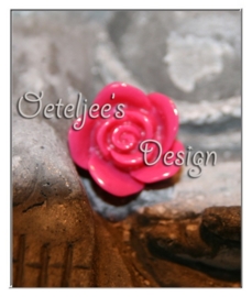 Kralen - Roosje fuchsia 12 mm