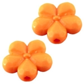 Acryl kraal bloem oranje 14 mm