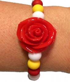 Armband Oeteldonk rode roos rood wit geel