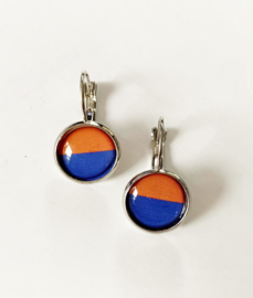 Lampegat oorbellen hangertje oranje blauw