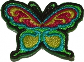 Opstrijkbare applicaties - Vlinder fuchsia lime