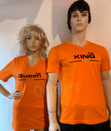 Koningsdag duo t-shirt King & Queen