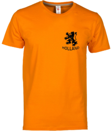 WK voetbal t-shirt heren oranje korte mouw leeuw en tekst Holland