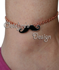 Enkelbandje - Moustache roze gold