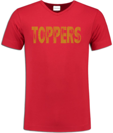Toppers in Concert t-shirt rood met opdruk "Toppers" goud