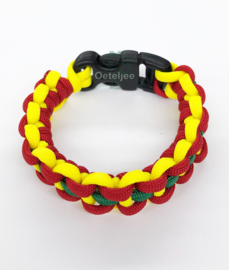 Paracord armband Limburg rood geel groen