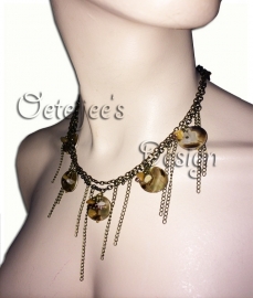 Luxe schelpen halsketting / collier oudbronskleur
