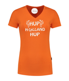 WK voetbal t -shirt dames oranje hup Holland hup wit