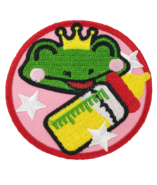 Oeteldonk embleem kikker met papfles roze