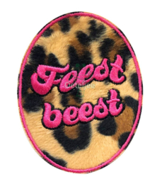 Carnaval fur embleem "Feestbeest"