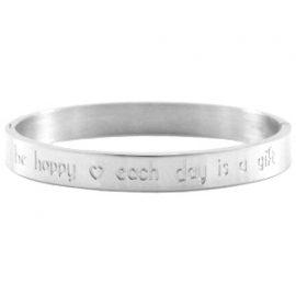 Stainless steel Armband met tekst  'be happy ♥ each day is a gift'