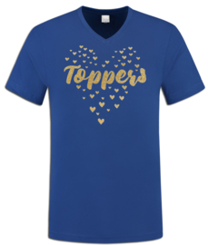 Toppers  in Concert  t-shirt dames royal blue V hals gouden glitter hartjes