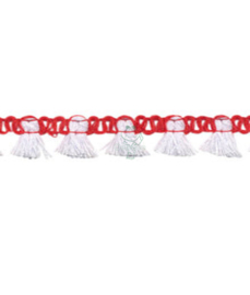 Flosjesband rood wit 15 mm