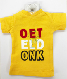 Oeteldonks auto shirtje met opdruk in de kleuren rood/wit/geel