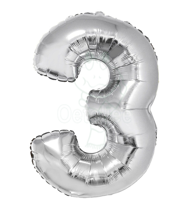 leveren monster documentaire Folie ballon zilver cijfer 3 (80 cm) | Cijfer ballonnen folie | Oeteljee  Den Bosch