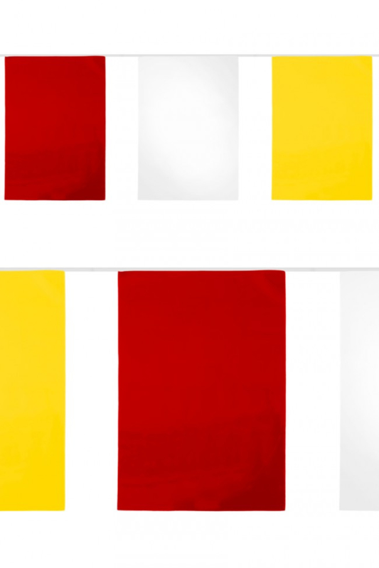 Voor u Sinds spons Vlaggenlijn / slingers Oeteldonk rood wit geel 10m | Oeteldonk accessoires  en versieringen | Oeteljee Den Bosch