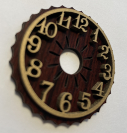 D250 Houten wijzerplaat, uitgefreesde cijfers, koekoek, 50 mm