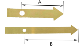 P83 Wijzerset 'Pijl' in goudkleur  42/55 mm