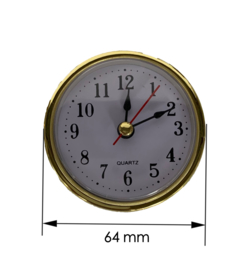 co 849  Insteek quartz met goudkleurige rand, witte wijzerplaat 64 mm