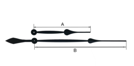 Cos66 Lange quartz wijzerset model 'schoppen' extra sterk quartz 190/250 mm