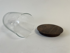 Glazen stolp met gebeitst eiken voet, 110/180 mm