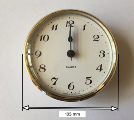 10373b. Insteek quartz met goudkleurige rand, UTS Duitsland, 103 mm