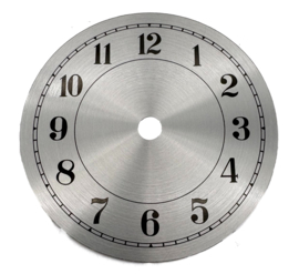 WP744 Wijzerplaat met Arabische cijfers zilverkleurige achtergrond ø 114 mm