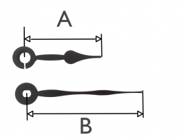 QEF45.3 Quartz wijzerset model 'schoppen' 35/48mm