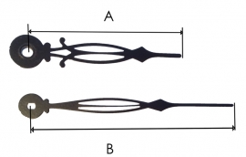 QEF 529 Klassieke messing wijzerset, zwart, 70/92mm.