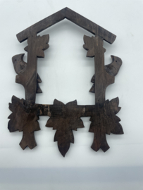 Ko3 Vintage houten ornament/omlijsting voor een koekoeksklok, 26,5 x 20,5 cm