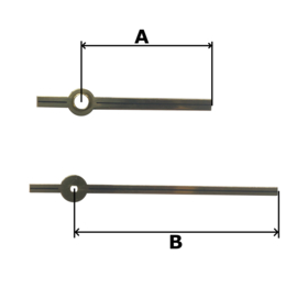 MOD011 Vintage moderne messing wijzerset voor quartz met zwarte centrale streep 46/74 mm