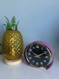 Vintage tafelklok, paars, New old stock (NOS)