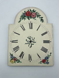 sw.035 antieke Schwartzwalder/appelklok wijzerplaat met floraal decor