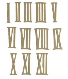 SCN61 Aluminium Romeinse cijferset, goudkleur 1-12, 42 mm