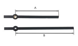 modB49.15 zwarte moderne wijzerset voor quartz 100/135 mm