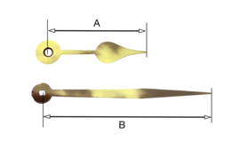 sch539 Quarzt wijzerset, model 'schoppen' goud 73/101 mm