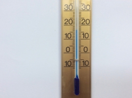 RS.3. opbouw thermometer, kunststof, goudkleur,  140 mm