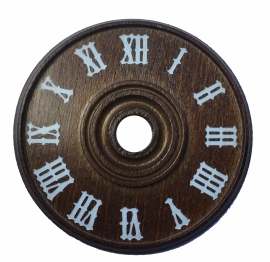 D62.2 Houten wijzerplaat met Romeinse cijfers in wit, koekoek, 70 mm