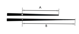 CHS 023.  Quartz wijzers, model 'speer', zwart 170/242 mm