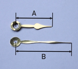 sch45.1 quarzt wijzerset, 'schoppen' goudkleur 35/48 mm