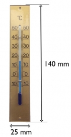 RS.3. opbouw thermometer, kunststof, goudkleur,  140 mm