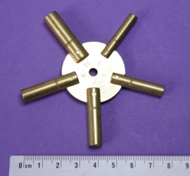 Veelzijdige messing stersleutel (spiderkey) voor opwindas 3 mm, 3,5 mm, 4 mm 4,5 en 5 mm