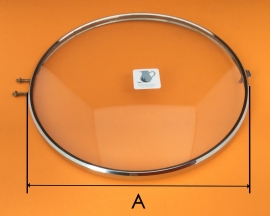 Chromen rand met bol glas, 190 mm