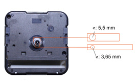 Standaard JH1668 quartz met KLEMFITTING aslengte 22,5 mm (asgaten 5,5 en 3,65 mm) o.a. vervanging Seiko
