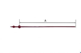 Stalen secondewijzer in rood voor elektrisch uurwerk, 110 mm