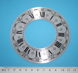 109.9 Geslepen aluminium wijzerrand, Zaanse klok, 110 mm