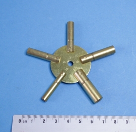 Veelzijdige messing stersleutel (spiderkey) voor opwindas:  2,75 mm, 3,25 mm, 3,75 mm, 4,25 mm, 4,75 mm